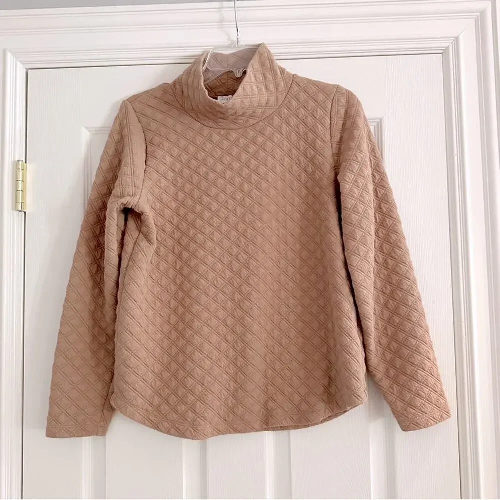 J Crew Quilted mockneck Mock XS Pullover Shirt BL249 Top Shirt 2022